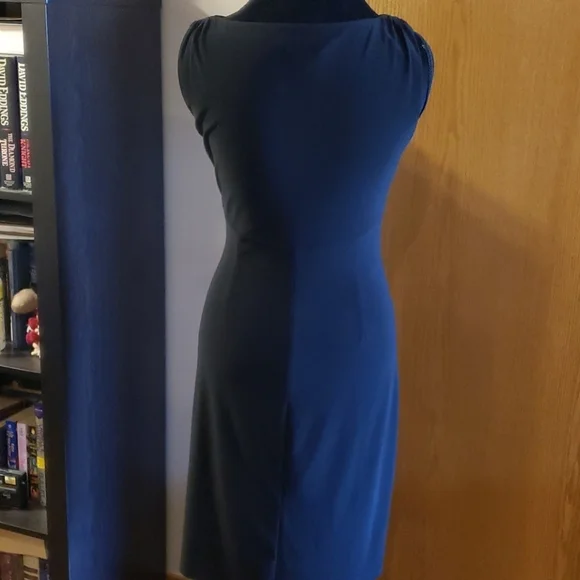 lauren ralph lauren black stretch gathered dress - Picture 4 of 6